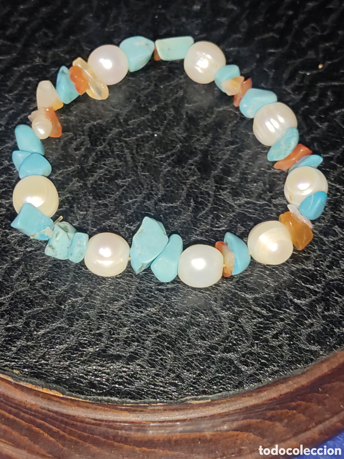 Joyeria: Pulsera de perlas barrocas,turquesa y &aacute;gatas. - Foto 2