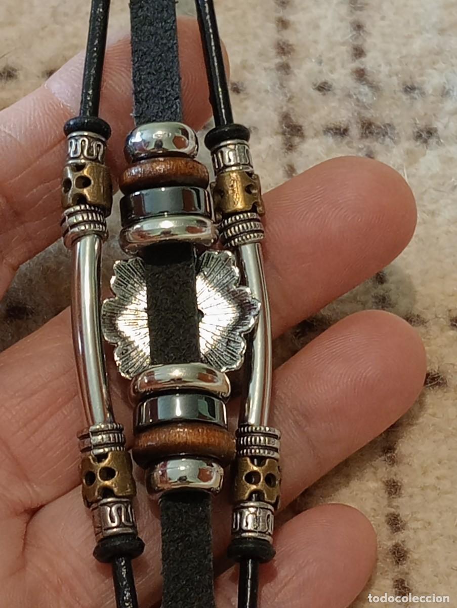 Joyeria: PULSERA DE CUERO NEGRO Y TURQUESA (SIN USAR) - Foto 2