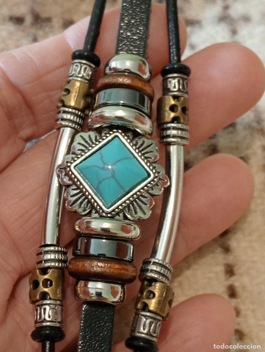 Joyeria: PULSERA DE CUERO NEGRO Y TURQUESA (SIN USAR) - Foto 6