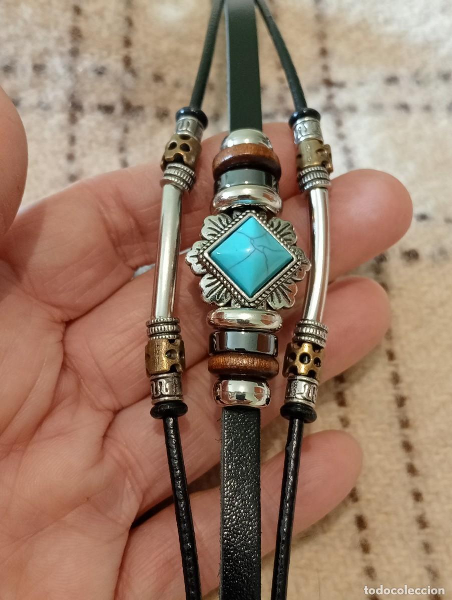 Joyeria: PULSERA DE CUERO NEGRO Y TURQUESA (SIN USAR) - Foto 9