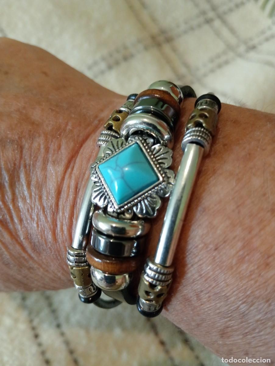 Joyeria: PULSERA DE CUERO NEGRO Y TURQUESA (SIN USAR) - Foto 10