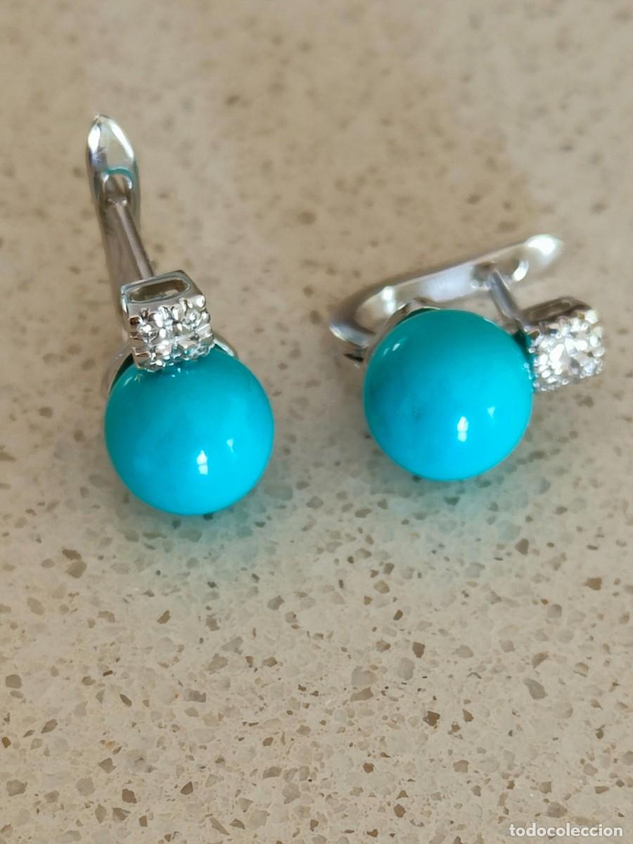 Joyeria: PENDIENTES ORO BRILLANTES Y TURQUESA - Foto 1