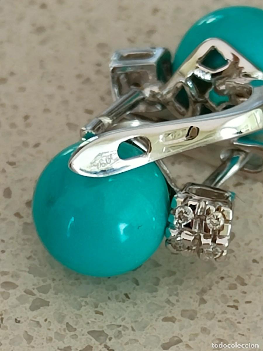Joyeria: PENDIENTES ORO BRILLANTES Y TURQUESA - Foto 2