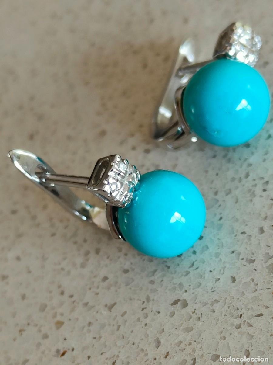 Joyeria: PENDIENTES ORO BRILLANTES Y TURQUESA - Foto 3