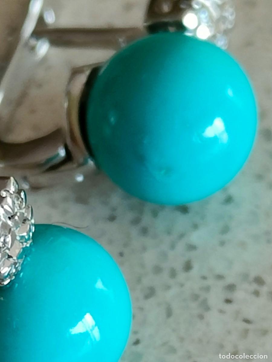 Joyeria: PENDIENTES ORO BRILLANTES Y TURQUESA - Foto 4