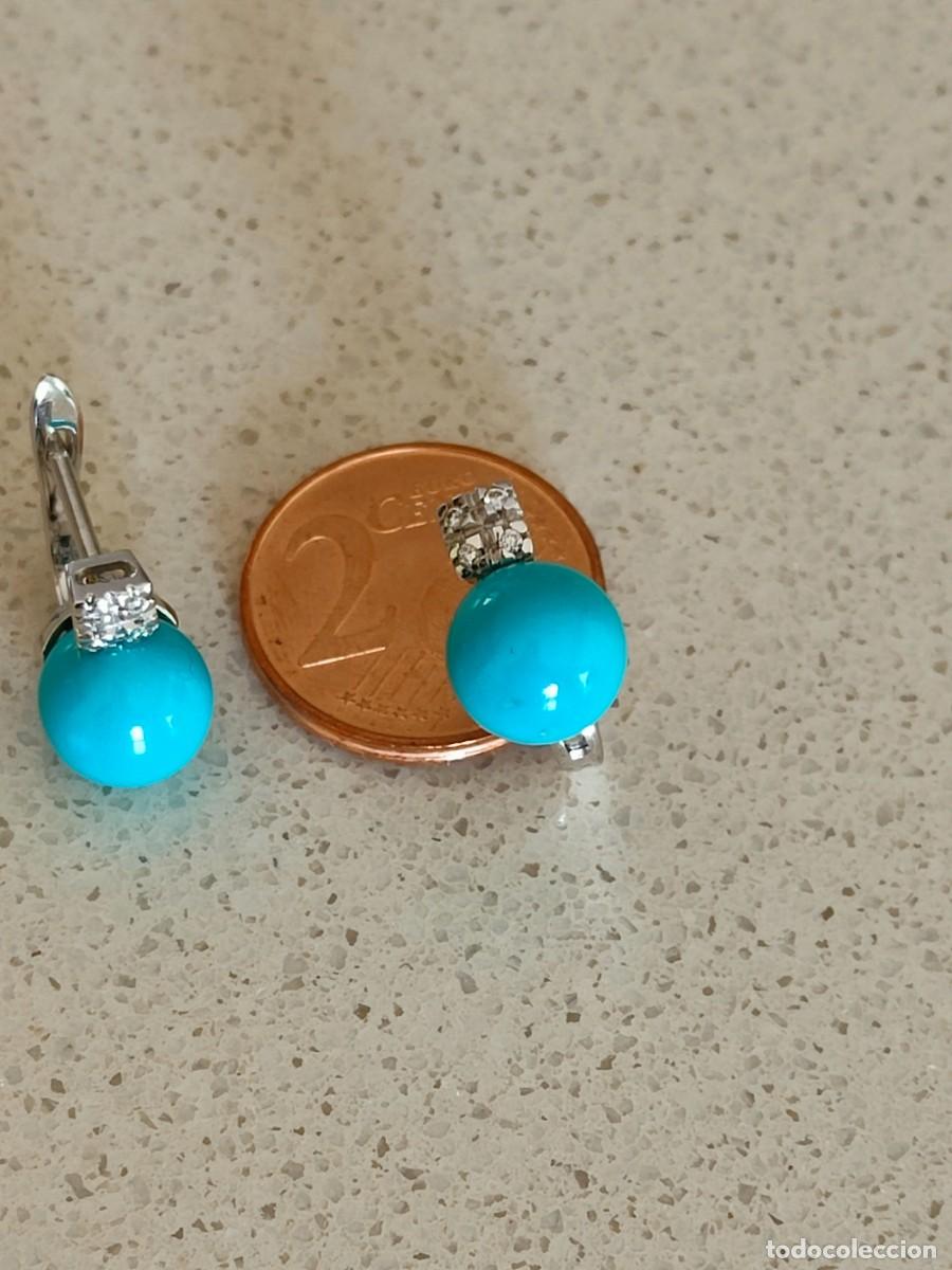 Joyeria: PENDIENTES ORO BRILLANTES Y TURQUESA - Foto 5