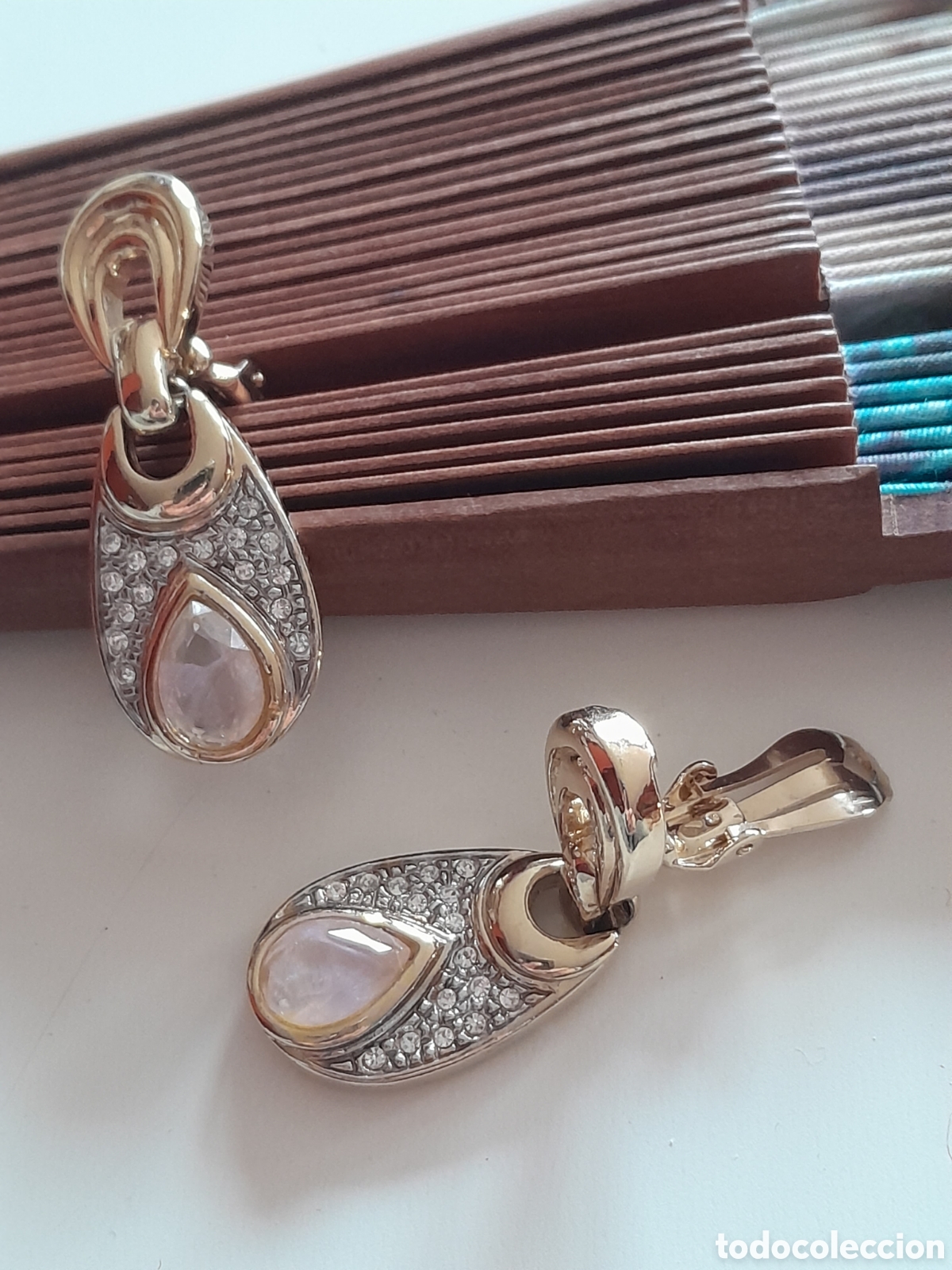 Joyeria: Pendientes estilo Cartier. Cuarzo Rosa.Clip - Foto 2