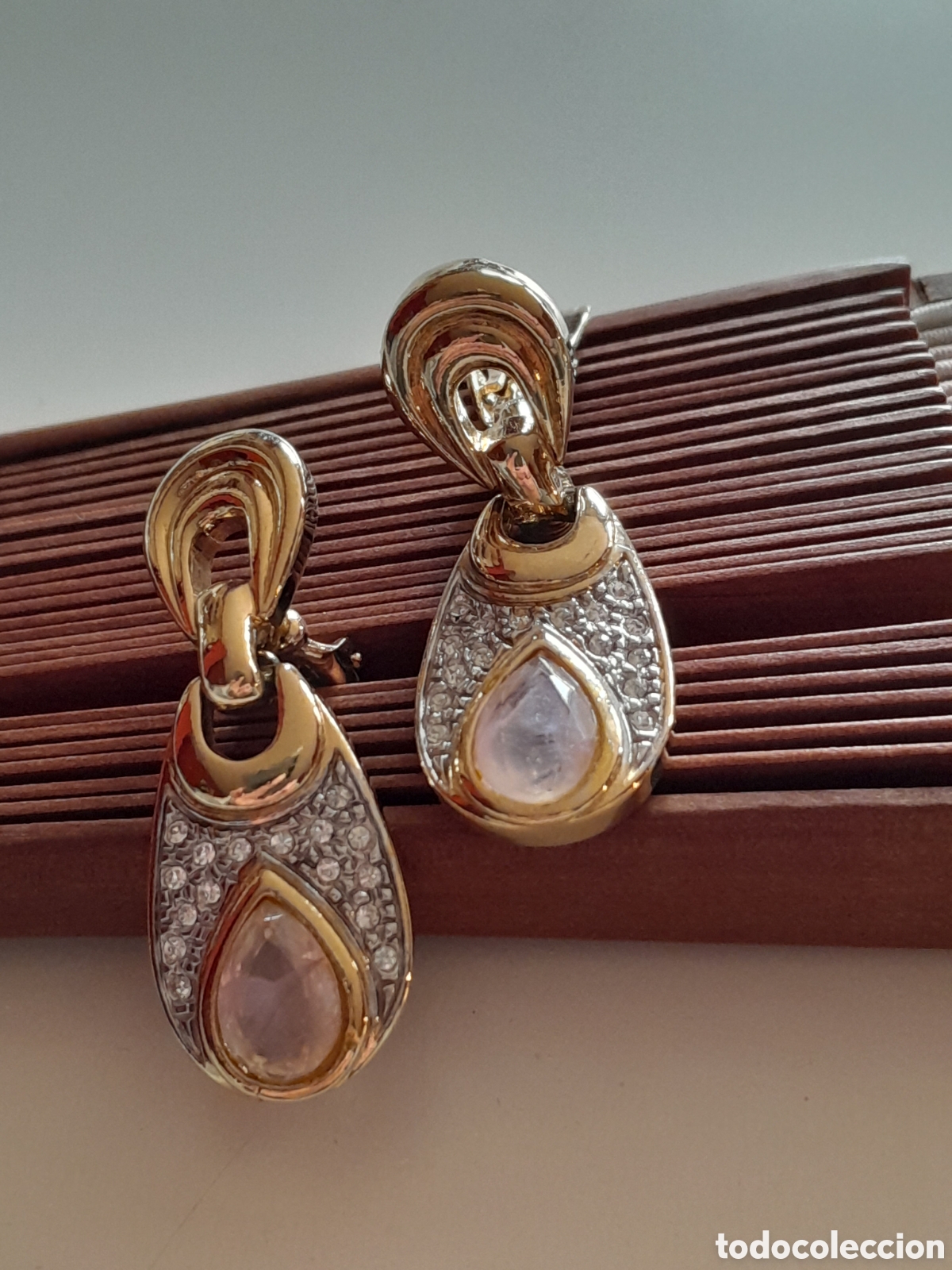 Joyeria: Pendientes estilo Cartier. Cuarzo Rosa.Clip - Foto 4