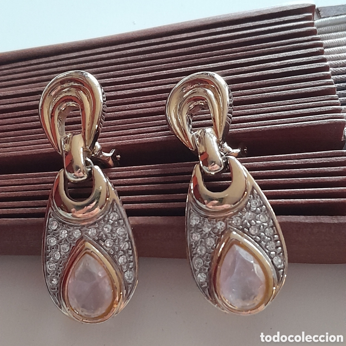 Joyeria: Pendientes estilo Cartier. Cuarzo Rosa.Clip - Foto 1