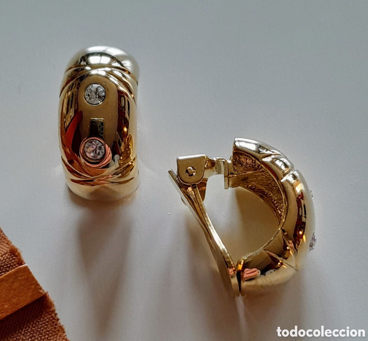 Joyeria: Pendientes chapado en oro con circonios.Clip - Foto 2