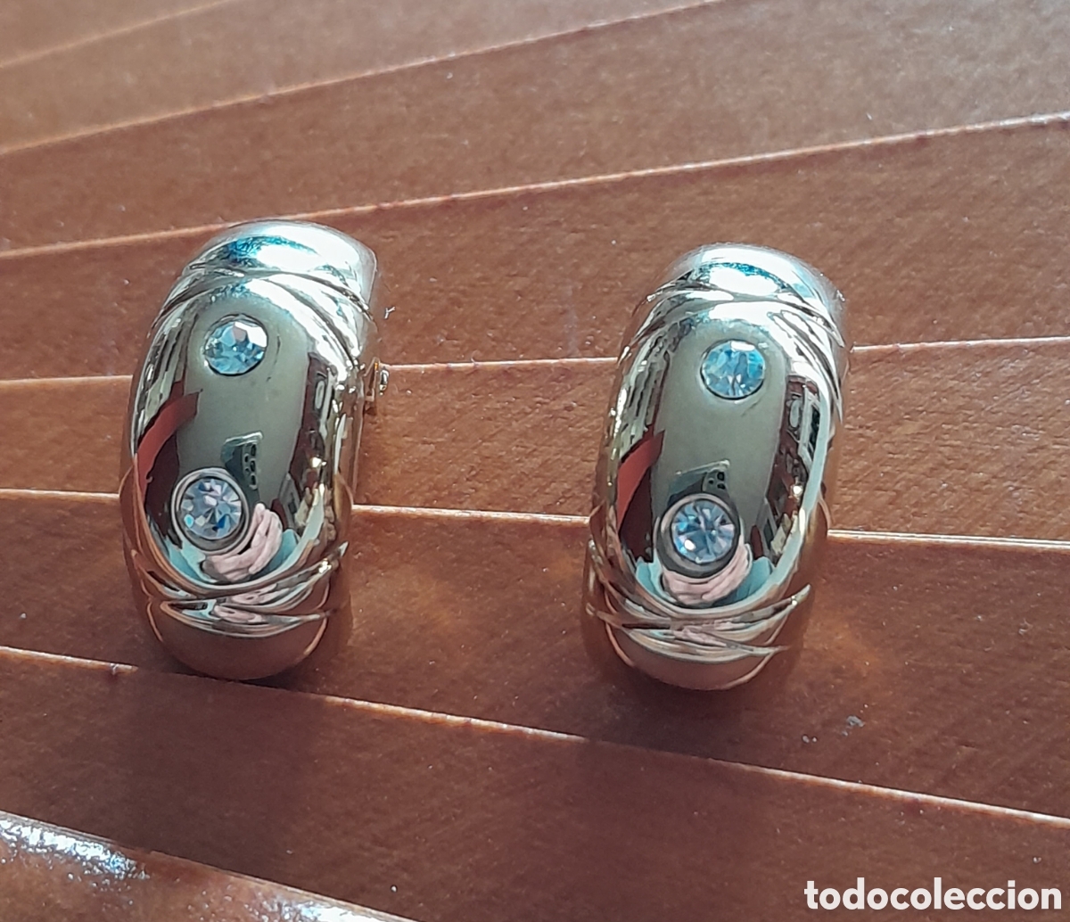 Joyeria: Pendientes chapado en oro con circonios.Clip - Foto 4