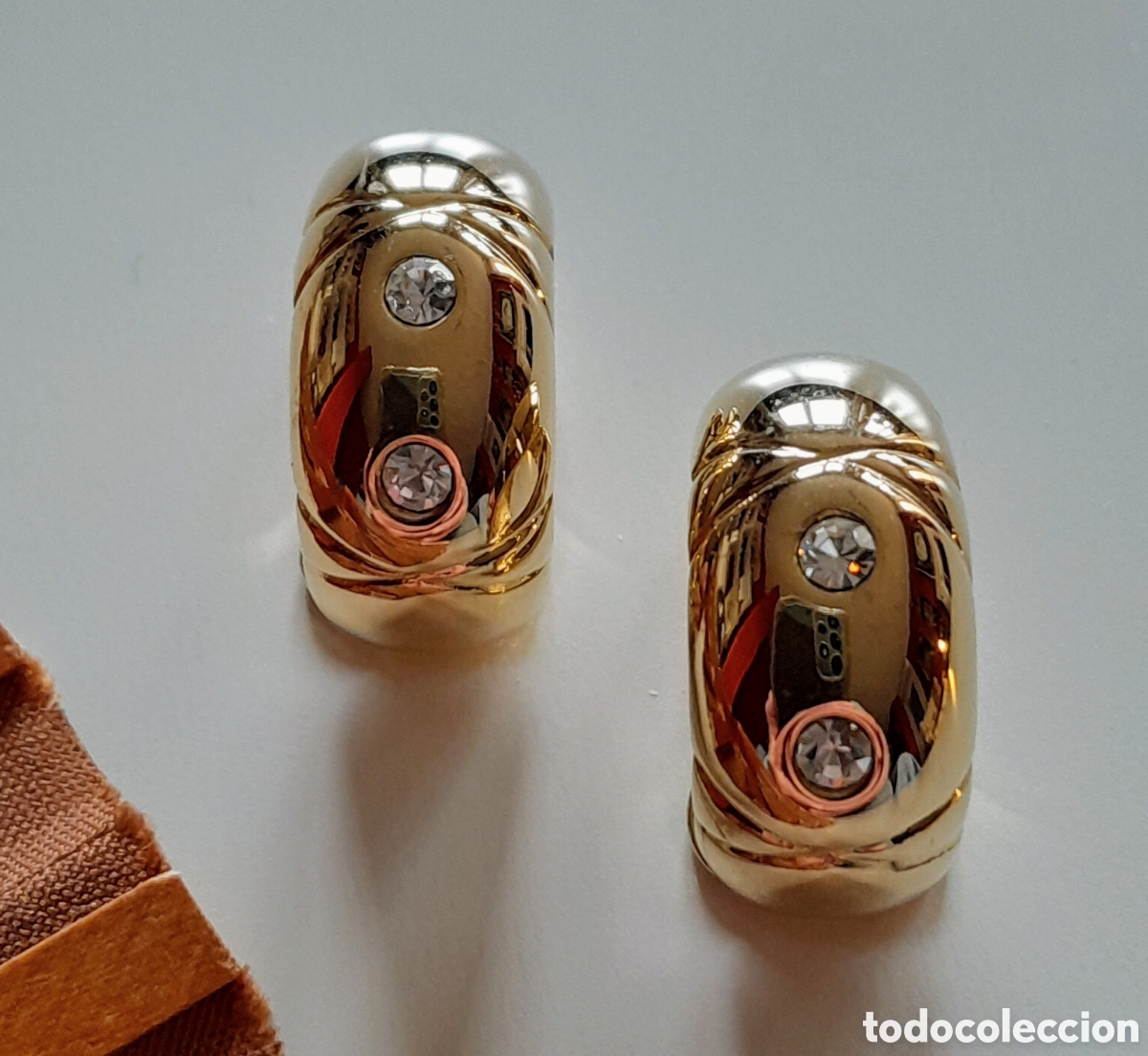 Joyeria: Pendientes chapado en oro con circonios.Clip - Foto 1