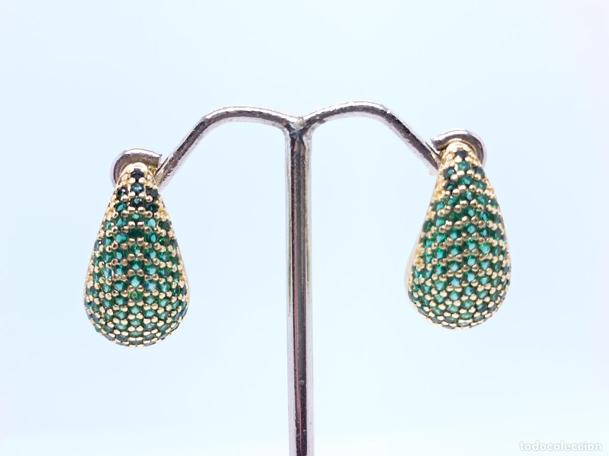 Joyeria: Sofisticados pendientes en oro de 14 quilates con esmeraldas en pav&eacute; - Foto 5