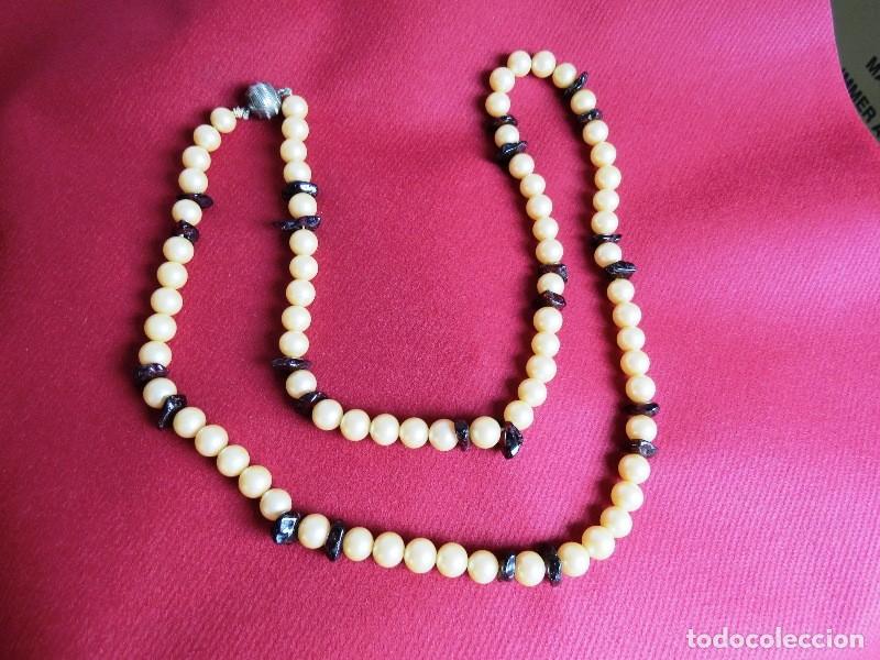 Joyeria: Collar de simil-perlas con malaquita - Foto 1