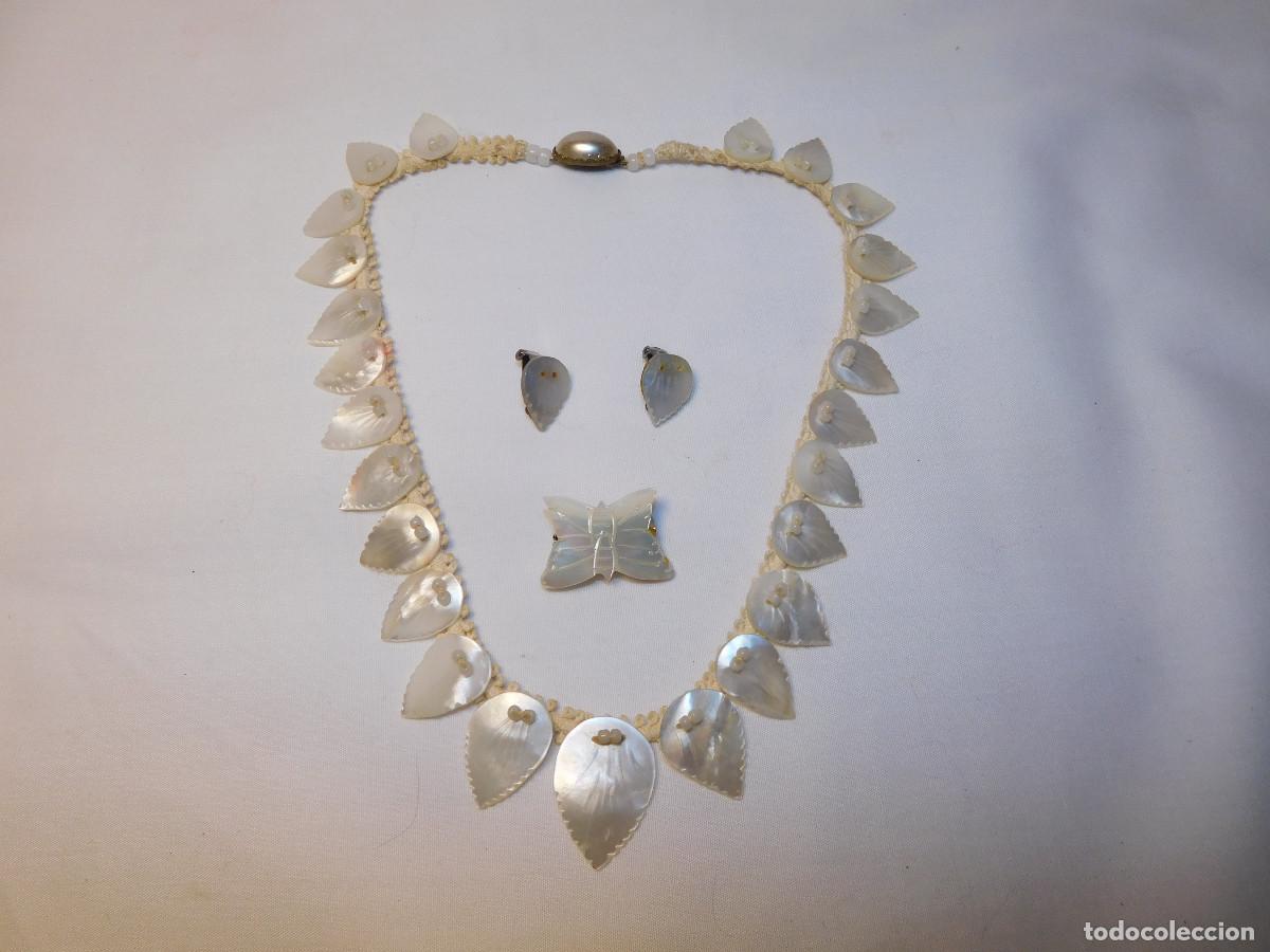 Joyeria: Collar aros y broche en nacar original - Foto 1