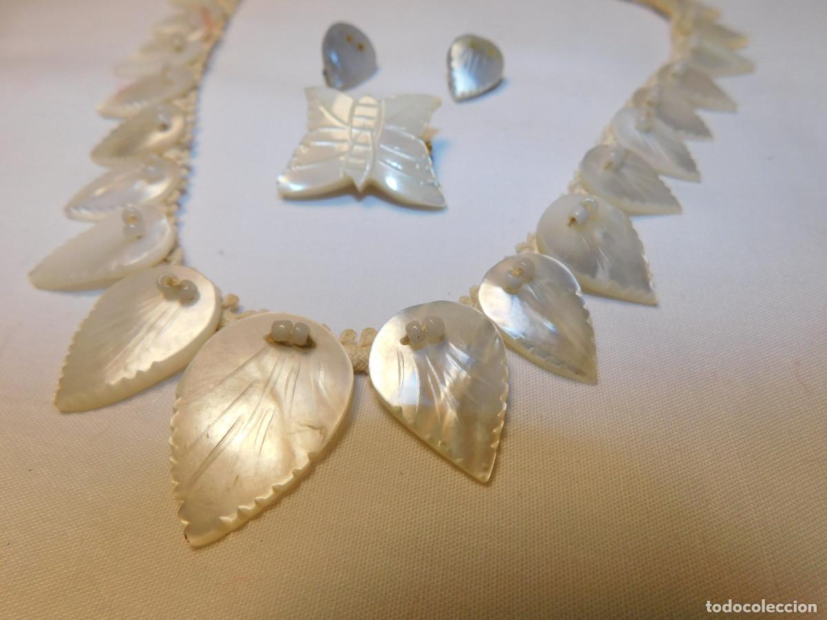 Joyeria: Collar aros y broche en nacar original - Foto 2