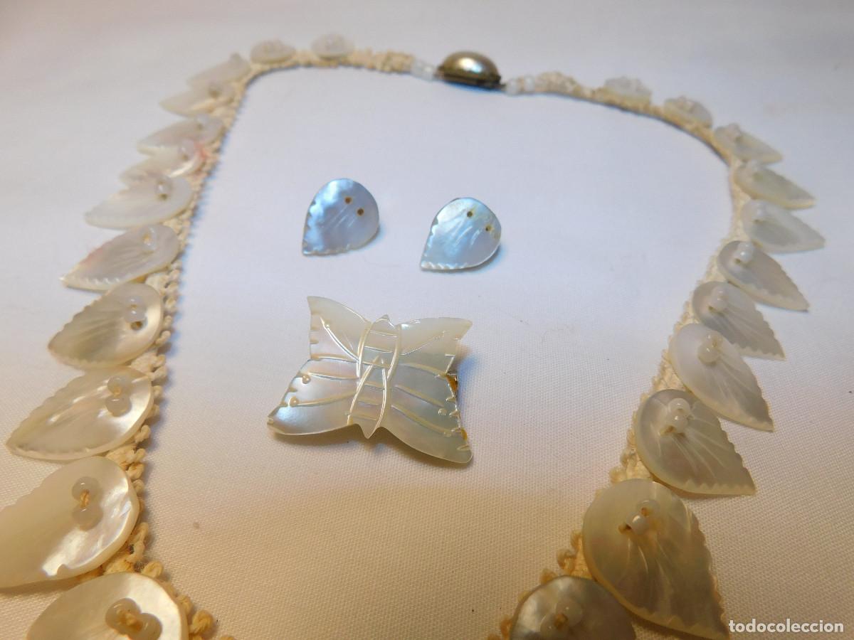 Joyeria: Collar aros y broche en nacar original - Foto 3
