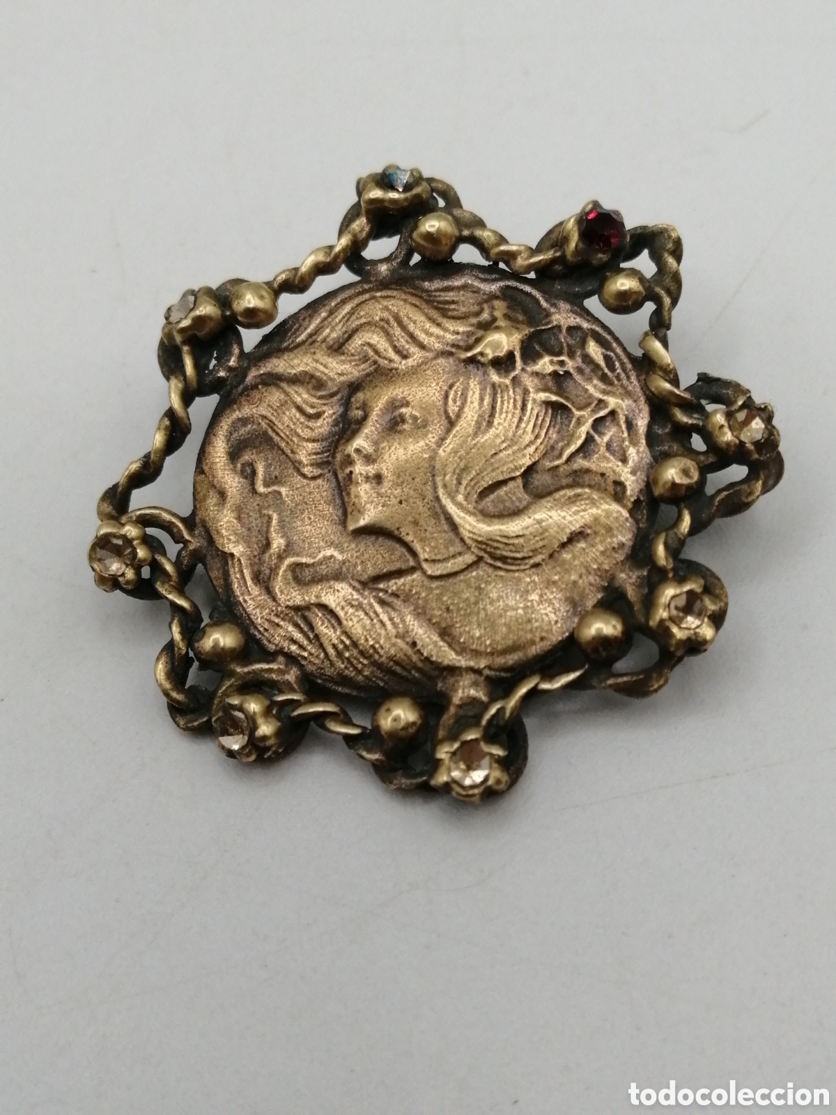 Joyeria: Antiguo broche Art Nouveau bronce - Foto 2