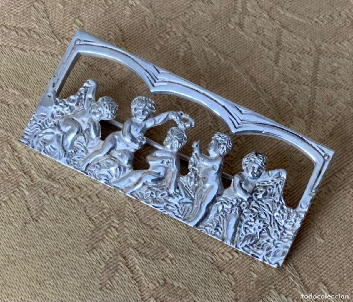Joyeria: ANTIGUO BROCHE DE PLATA CON AMORCILLOS - Foto 2