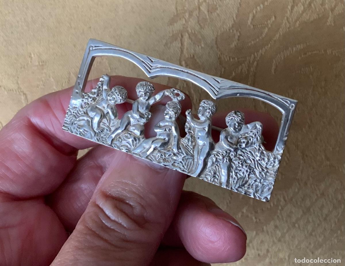Joyeria: ANTIGUO BROCHE DE PLATA CON AMORCILLOS - Foto 8