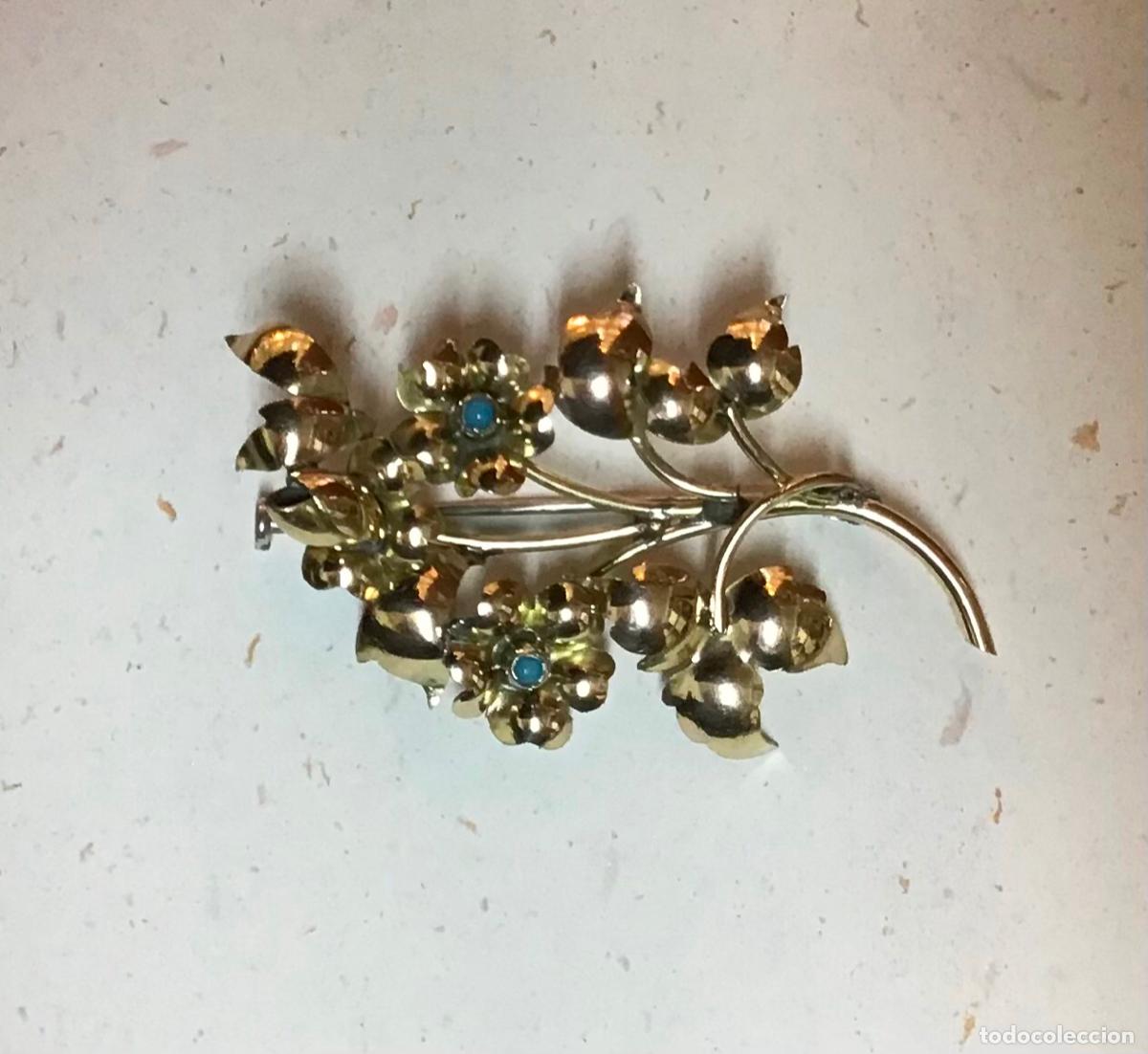 Joyeria: BROCHE PLATA, ORO, TURQUESAS - Foto 1