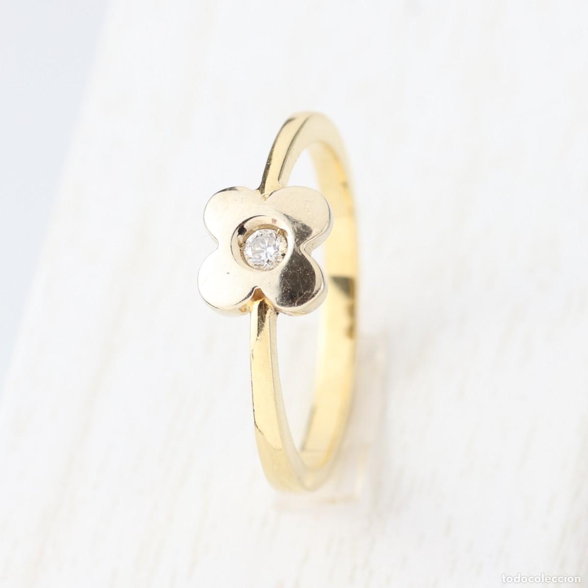 Joyeria: Anillo flor oro con diamante - Foto 1