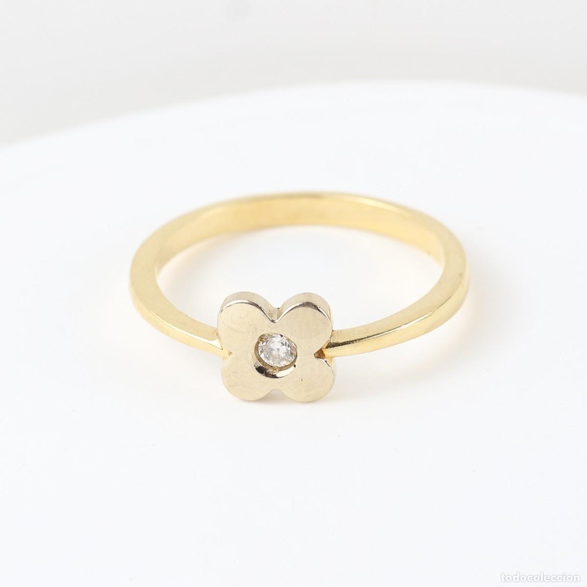 Joyeria: Anillo flor oro con diamante - Foto 2