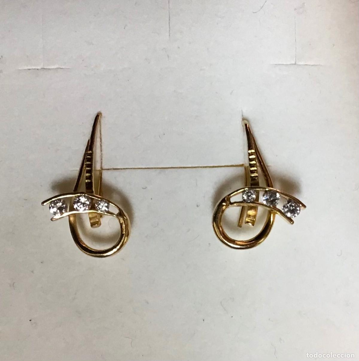 Joyeria: PENDIENTES DE PLATA DORADA Y CIRCONIOS - Foto 1