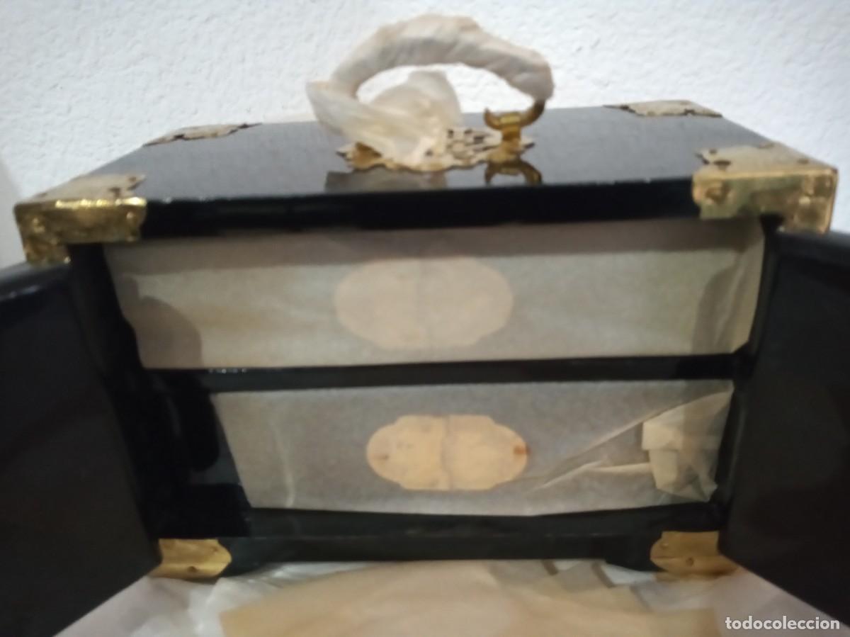 Joyeria: ANTIGUO JOYERO CHINO DE MADERA LACADO EN NEGRO IMPECABLE - Foto 3