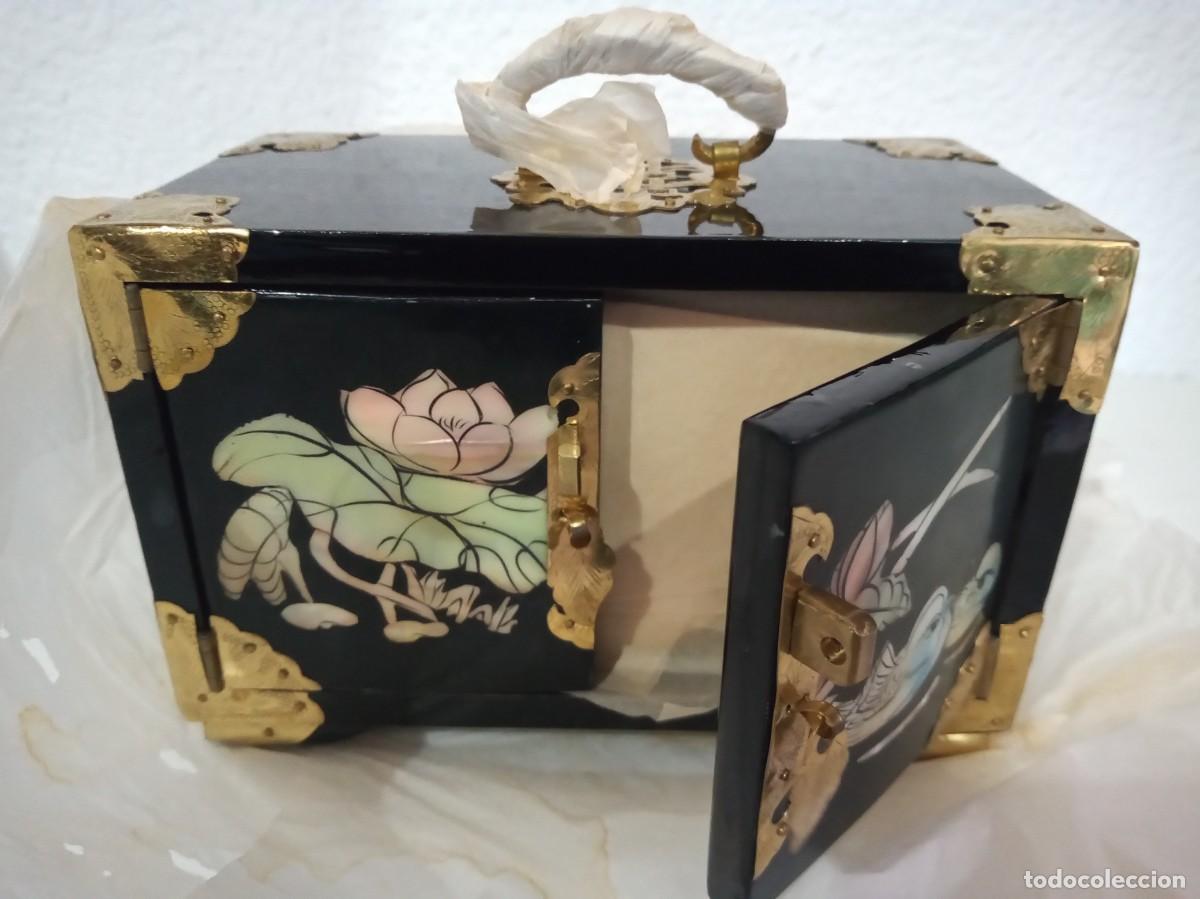Joyeria: ANTIGUO JOYERO CHINO DE MADERA LACADO EN NEGRO IMPECABLE - Foto 1