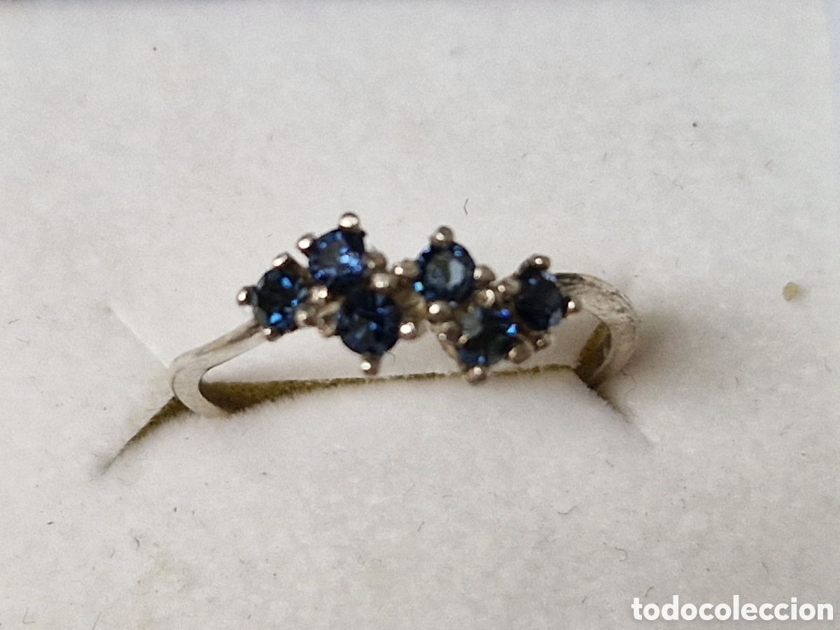 Joyeria: .ANILLO DE PLATA Y CIRCONITAS AZULES - Foto 2
