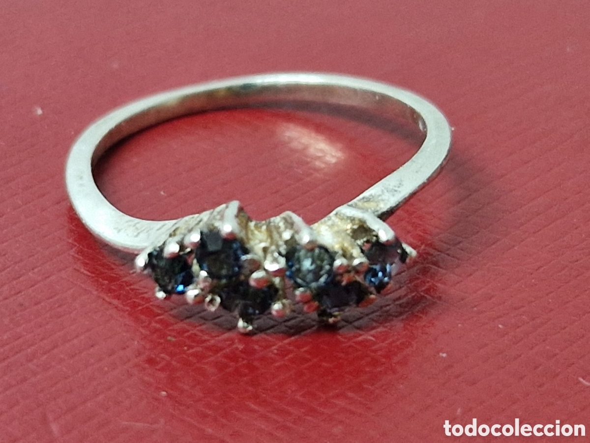 Joyeria: .ANILLO DE PLATA Y CIRCONITAS AZULES - Foto 4
