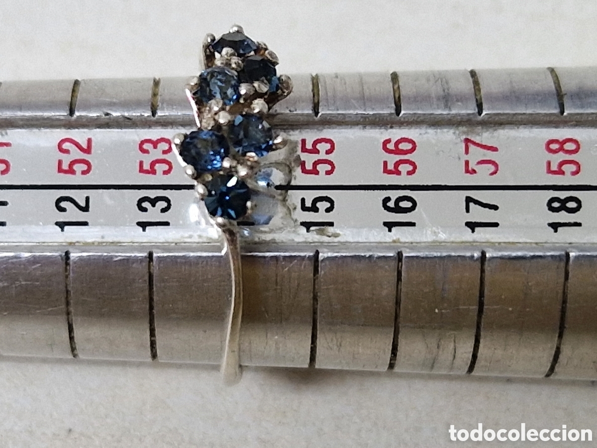 Joyeria: .ANILLO DE PLATA Y CIRCONITAS AZULES - Foto 5