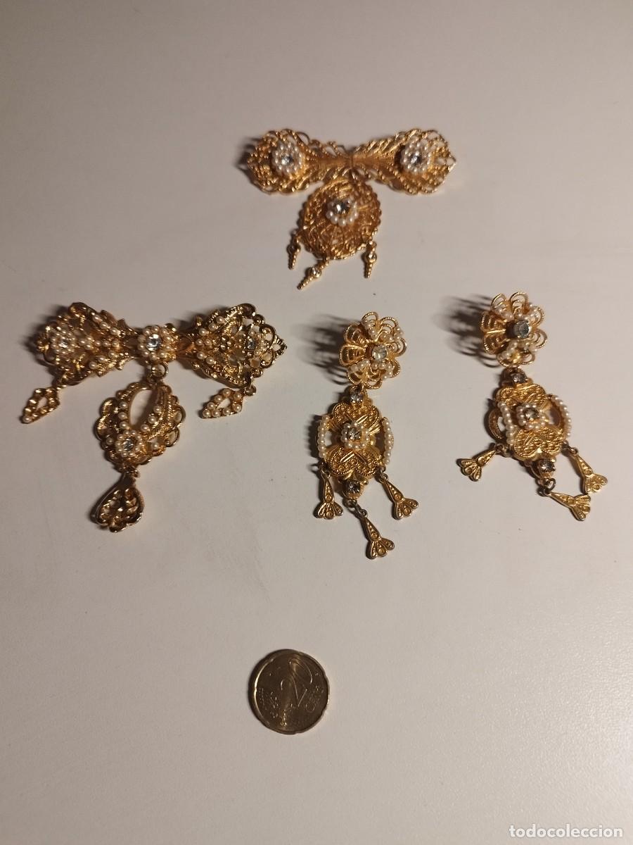 Joyeria: Aderezo de fallera-Bellea 2 broches y pendientes - Foto 1