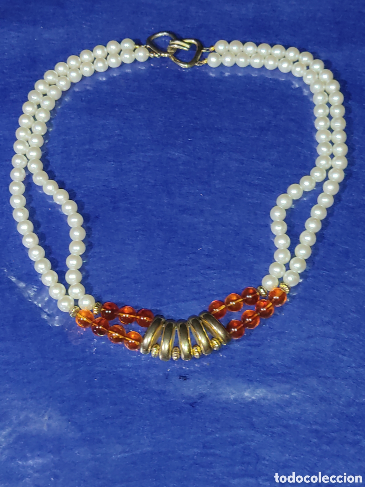 Joyeria: Collar de perlas simuladas 2 hilos,Vintage. - Foto 2
