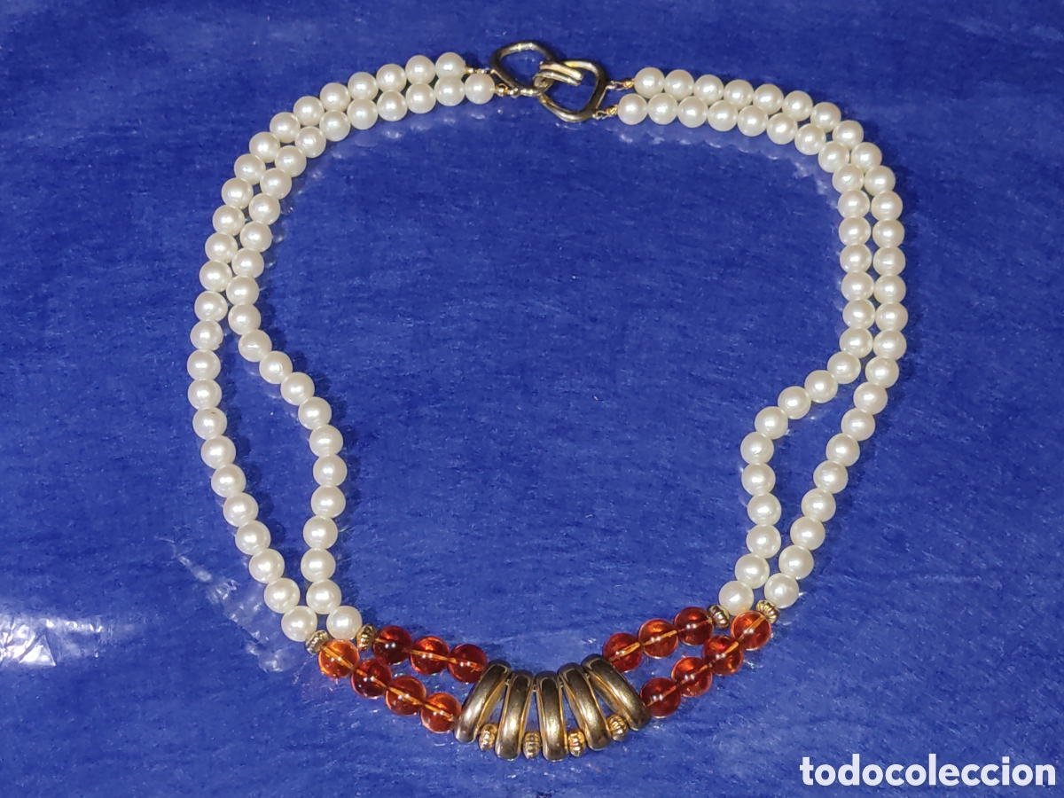 Joyeria: Collar de perlas simuladas 2 hilos,Vintage. - Foto 4