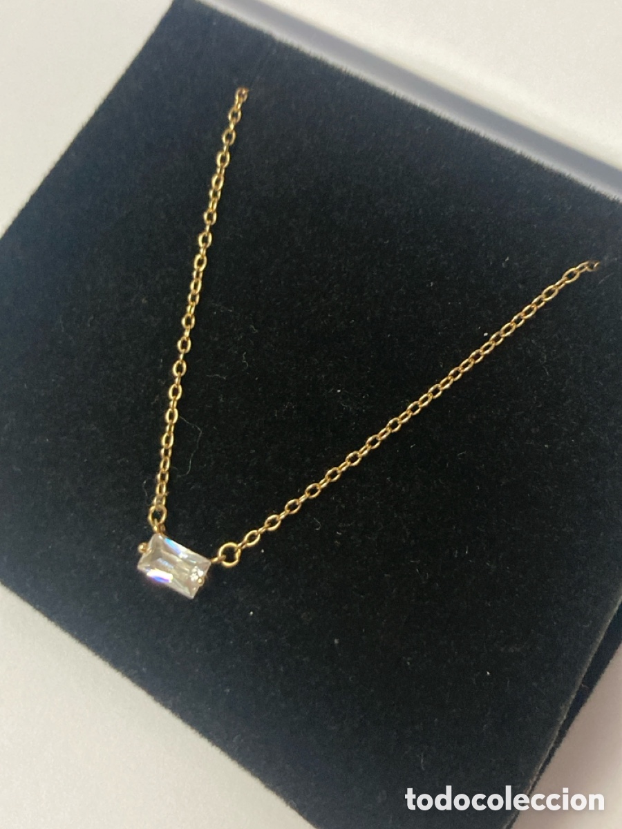 Joyeria: Cadena con centro circonita rectangular de plata Singulariza chapada oro/ CC48 - Foto 2