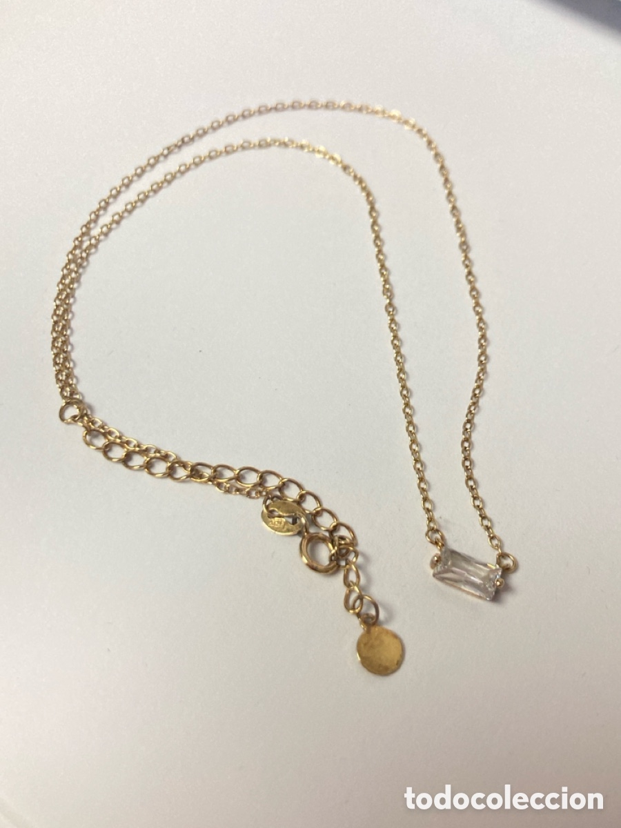 Joyeria: Cadena con centro circonita rectangular de plata Singulariza chapada oro/ CC48 - Foto 4