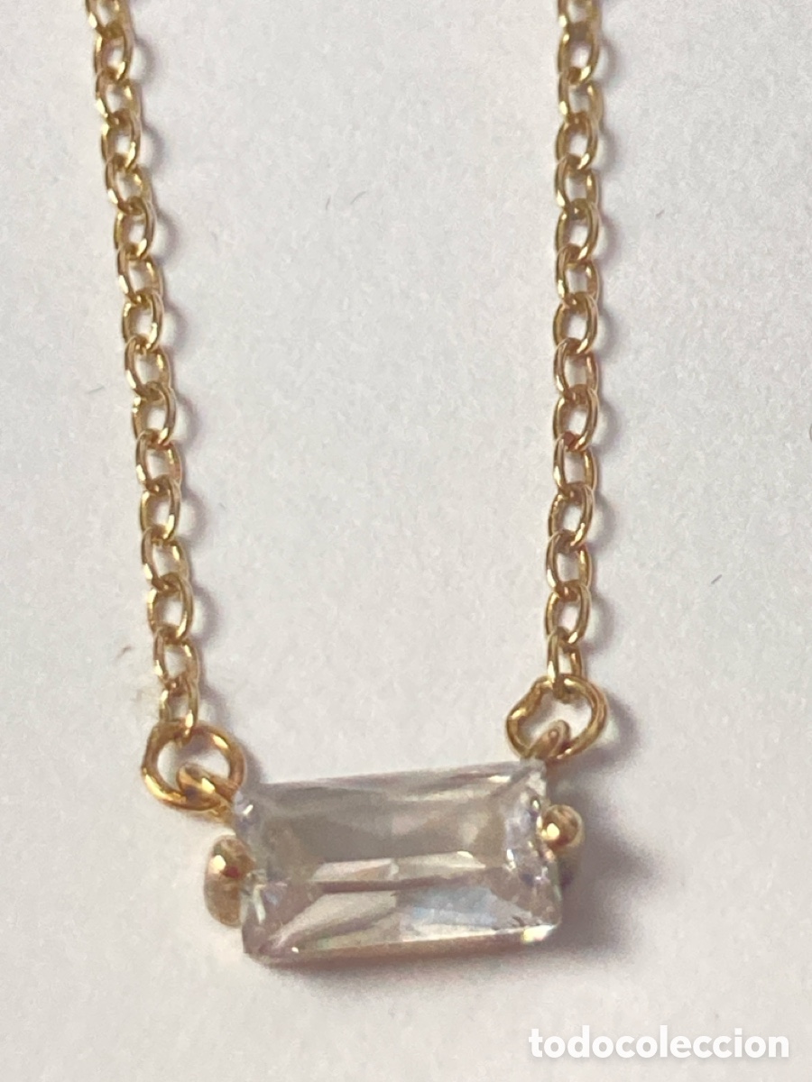 Joyeria: Cadena con centro circonita rectangular de plata Singulariza chapada oro/ CC48 - Foto 5