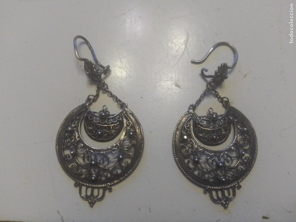 Joyeria: Antiguos pendientes de plata - Foto 1