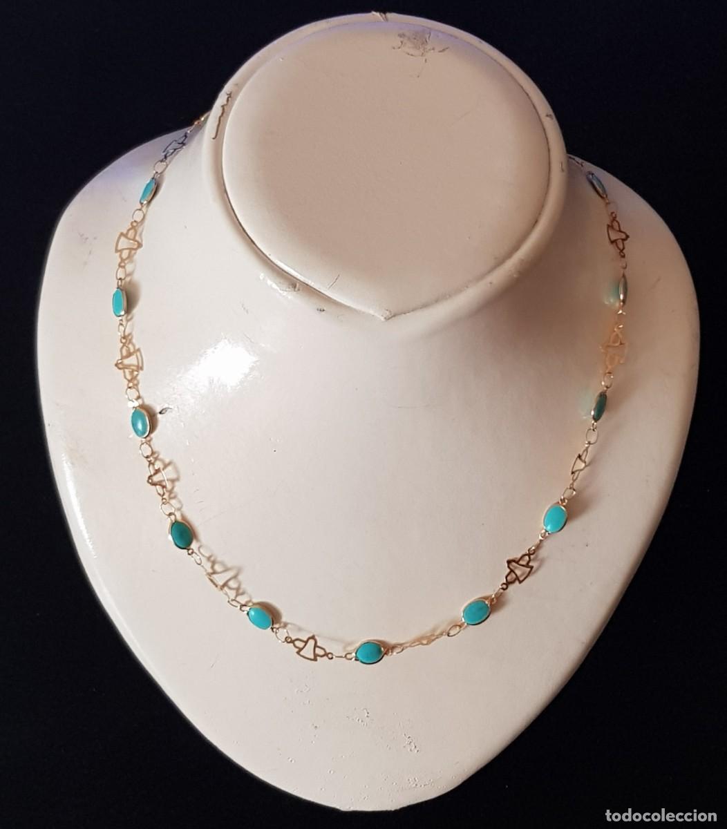 Joyeria: Gargantilla con turquesas en oro de 18 quilates (NUEVA) - Foto 1