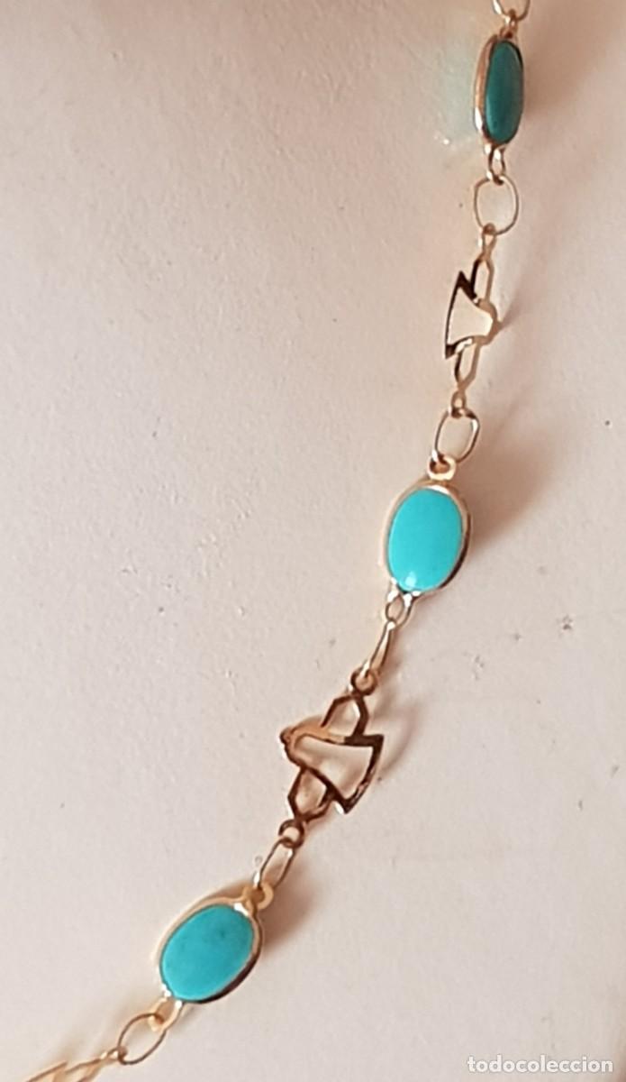 Joyeria: Gargantilla con turquesas en oro de 18 quilates (NUEVA) - Foto 6