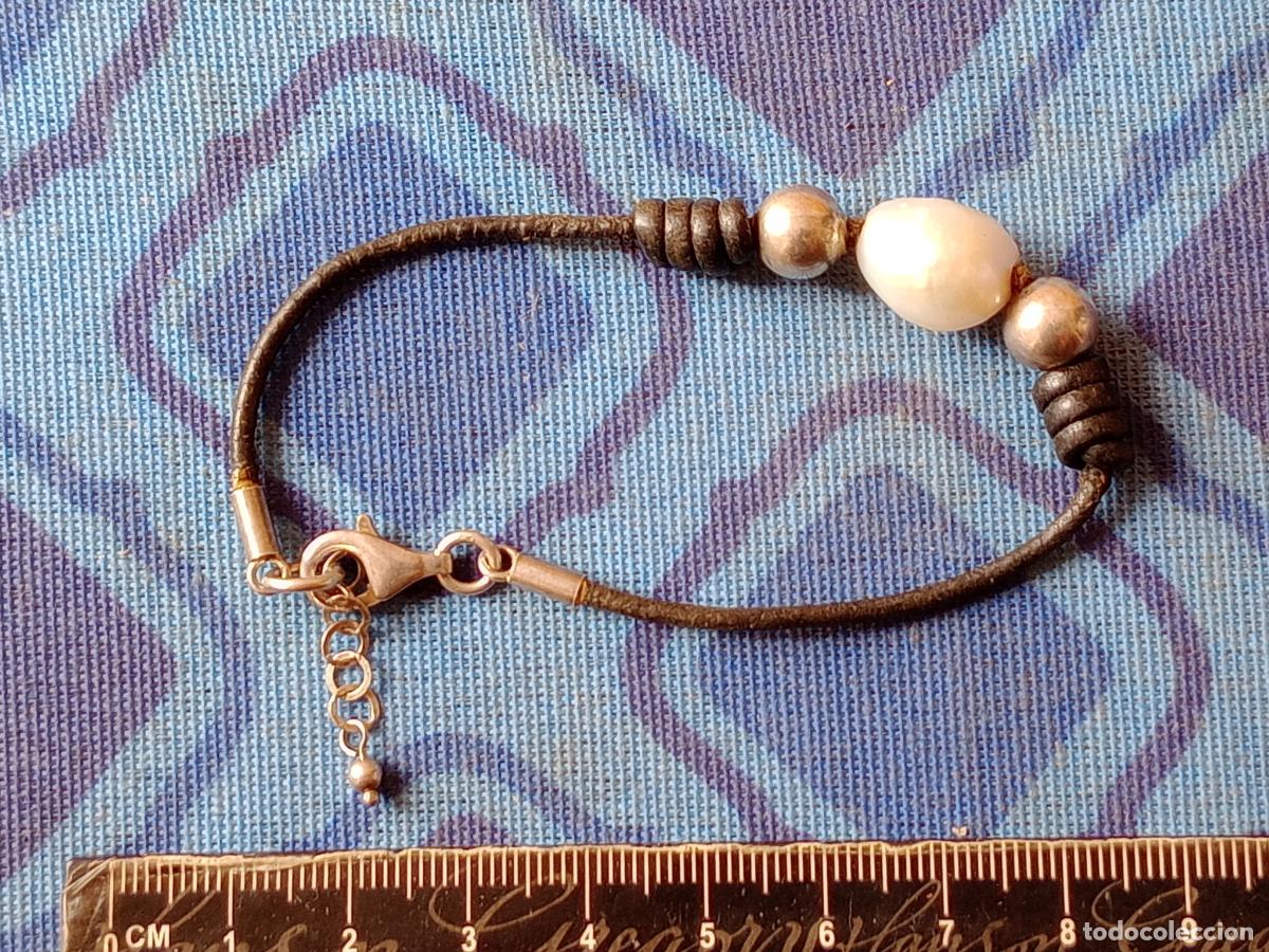 Joyeria: Pulsera de plata contrastada de 925, caucho y perla - Foto 1