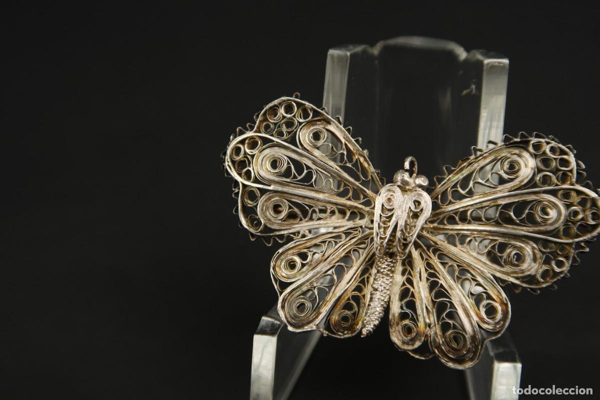 Joyeria: Antiguo Broche Filigrana de Plata Mariposa - Foto 3