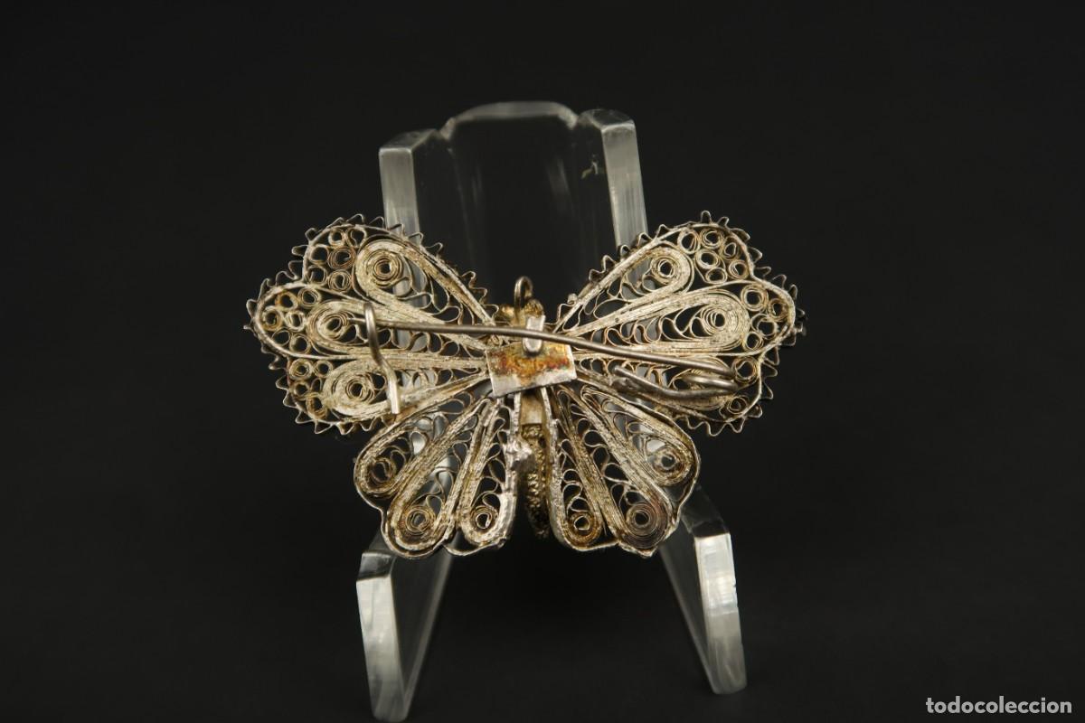 Joyeria: Antiguo Broche Filigrana de Plata Mariposa - Foto 5