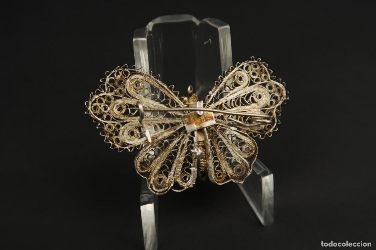 Joyeria: Antiguo Broche Filigrana de Plata Mariposa - Foto 6
