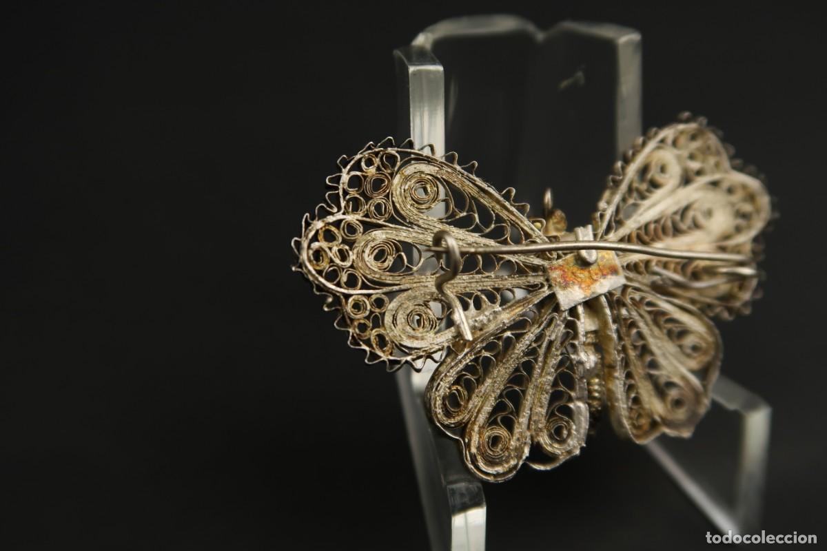 Joyeria: Antiguo Broche Filigrana de Plata Mariposa - Foto 7