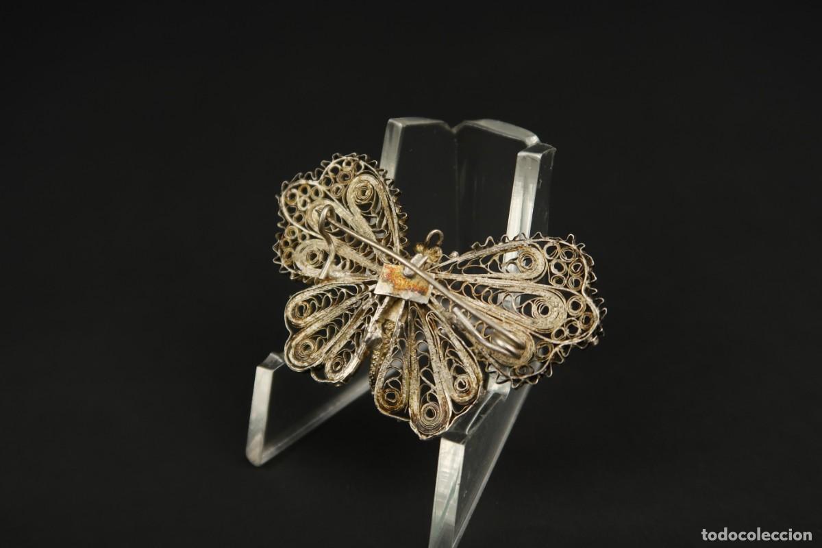Joyeria: Antiguo Broche Filigrana de Plata Mariposa - Foto 8