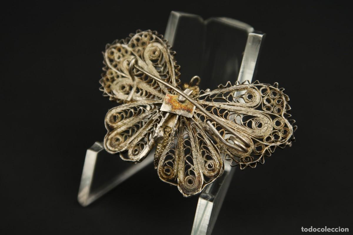 Joyeria: Antiguo Broche Filigrana de Plata Mariposa - Foto 9