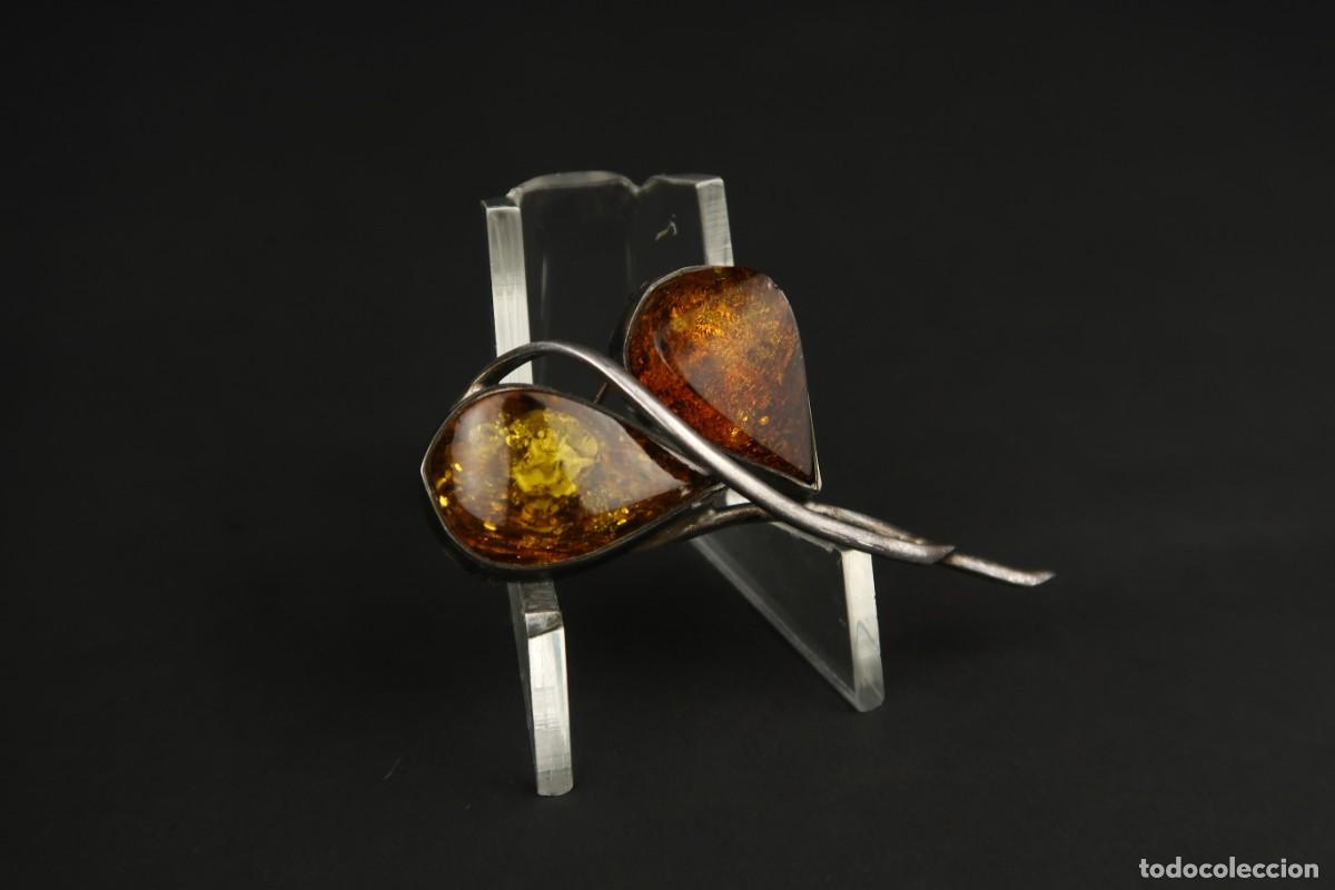 Joyeria: Antiguo Broche de &Aacute;mbar y Plata - Foto 5